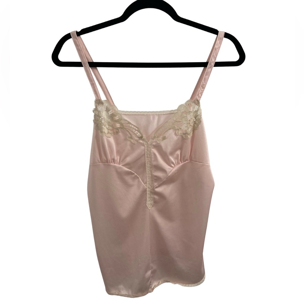 VTG Light Pink Lace Camisole Lingerie Sleepwear Top Size S